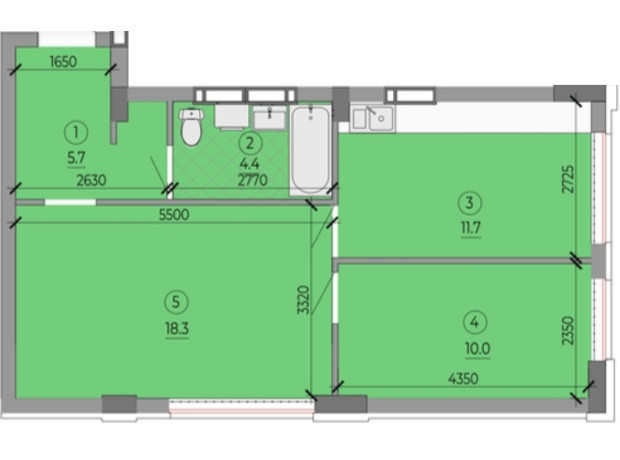 ЖК ART HOUSE: планування 2-кімнатної квартири 50.3 м²