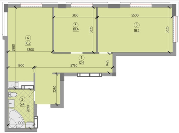 ЖК ART HOUSE: планування 2-кімнатної квартири 62.6 м²