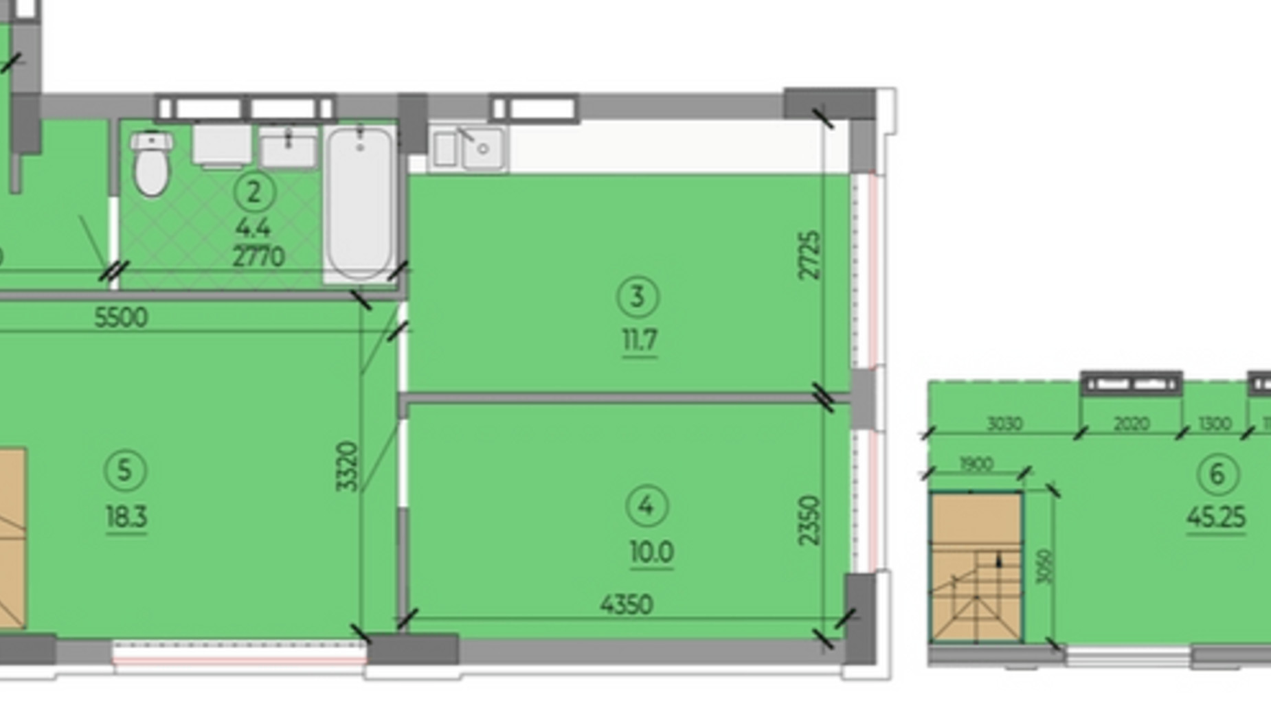 Планування 2-кімнатної квартири в ЖК ART HOUSE 63.7 м², фото 329552