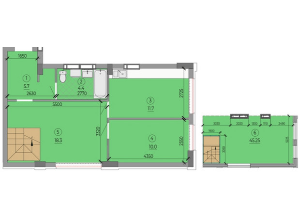 ЖК ART HOUSE: планування 2-кімнатної квартири 63.7 м²