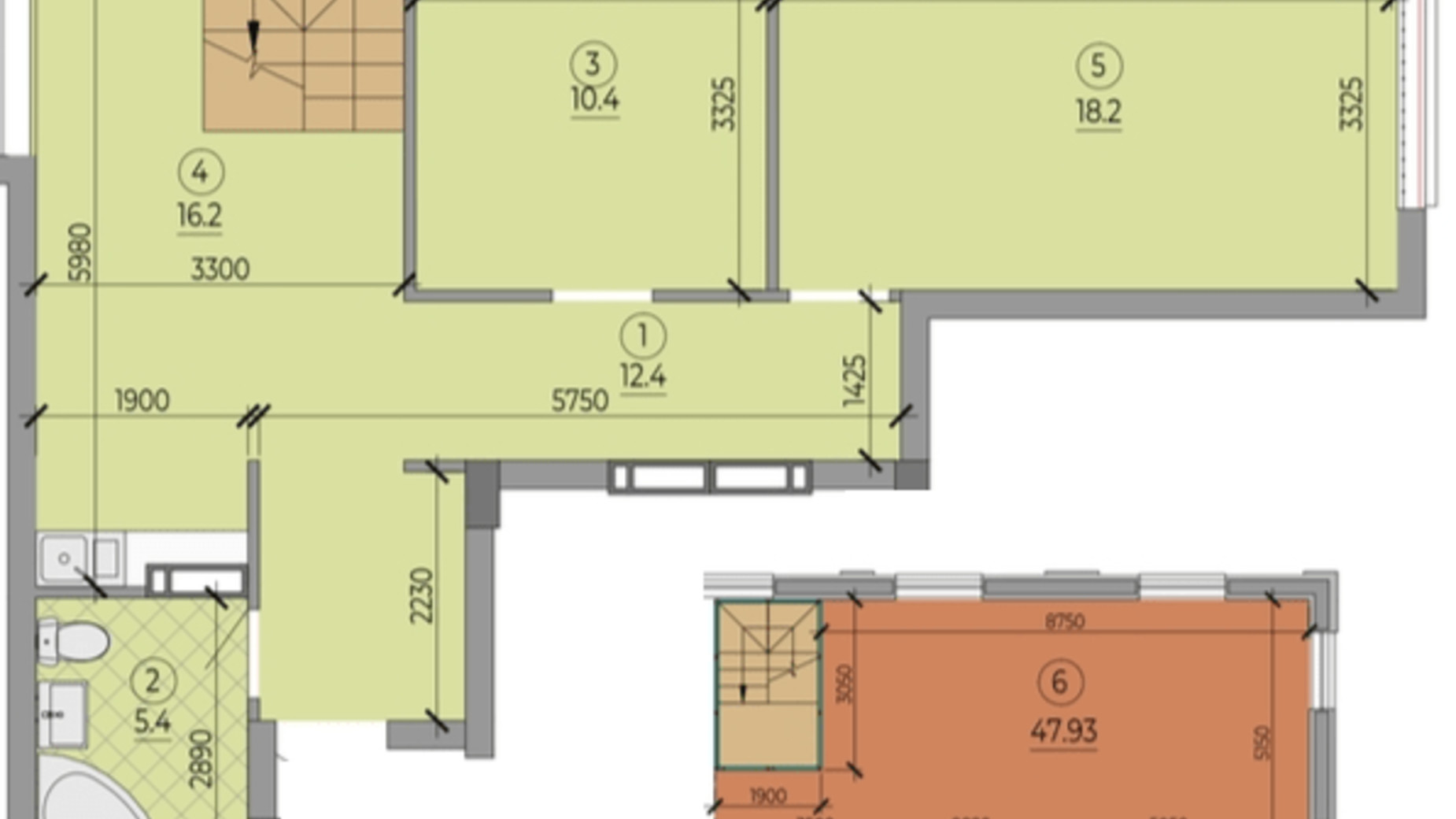 Планування 2-кімнатної квартири в ЖК ART HOUSE 64.1 м², фото 329553