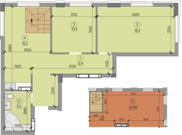 ЖК ART HOUSE: планировка 2-комнатной квартиры 64.1 м²