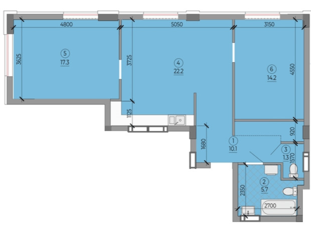 ЖК ART HOUSE: планировка 2-комнатной квартиры 70.8 м²