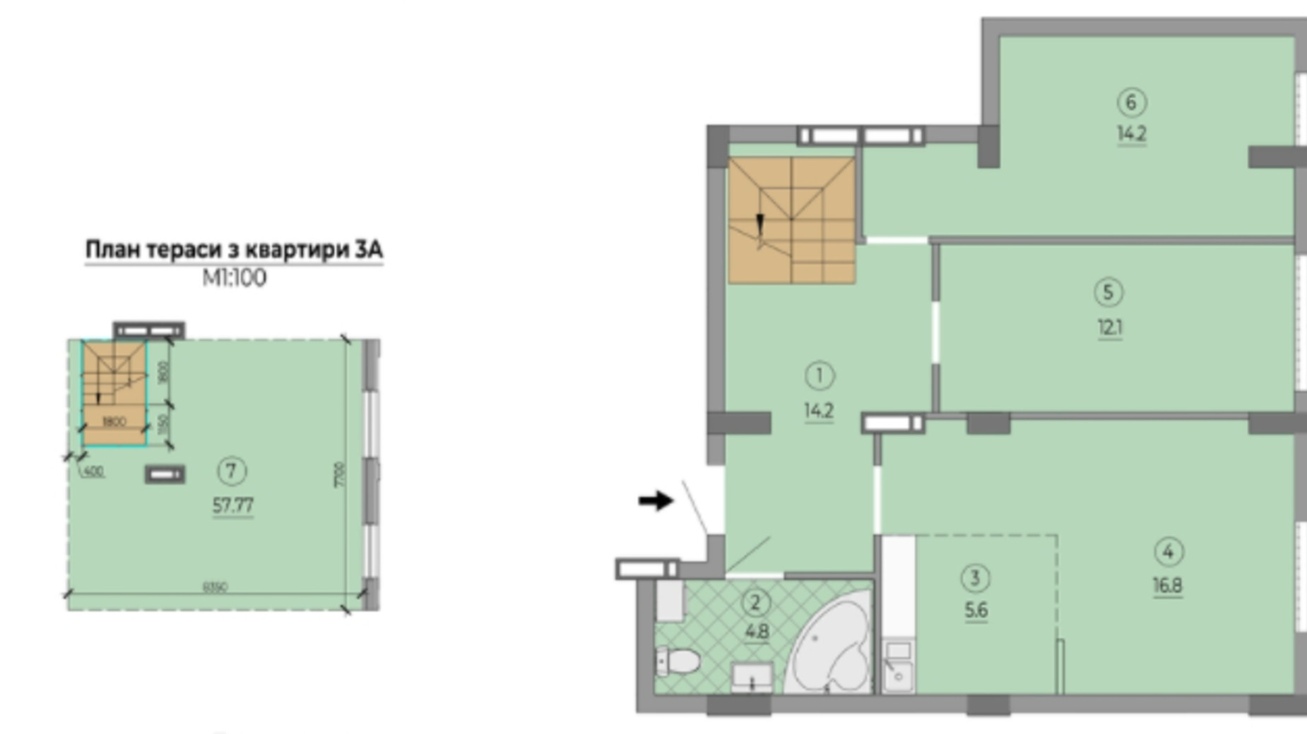 Планировка 3-комнатной квартиры в ЖК ART HOUSE 67.7 м², фото 329555