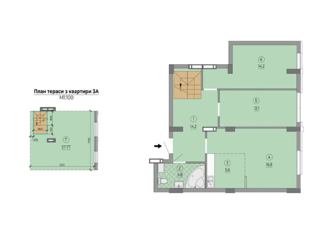 ЖК ART HOUSE: планировка 3-комнатной квартиры 67.7 м²