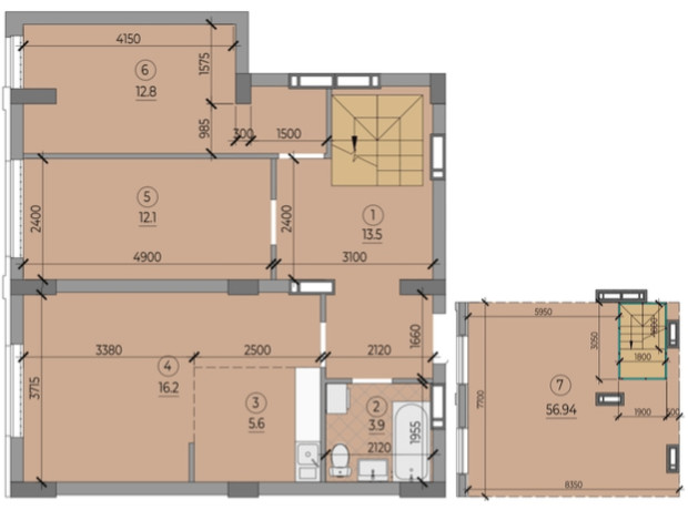 ЖК ART HOUSE: планування 3-кімнатної квартири 64.1 м²