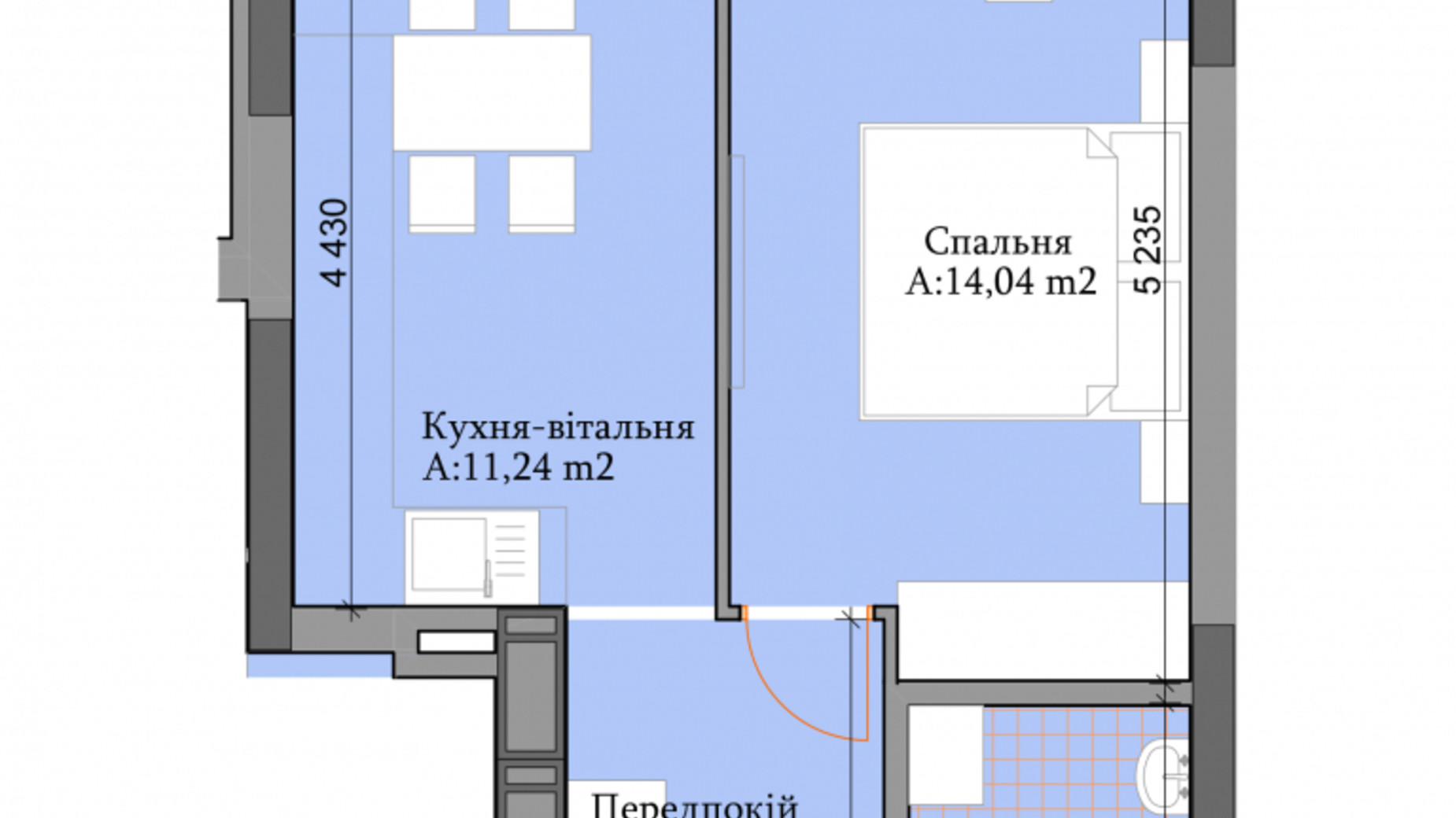 Планировка 1-комнатной квартиры в ЖК River Plaza 36.74 м², фото 329693