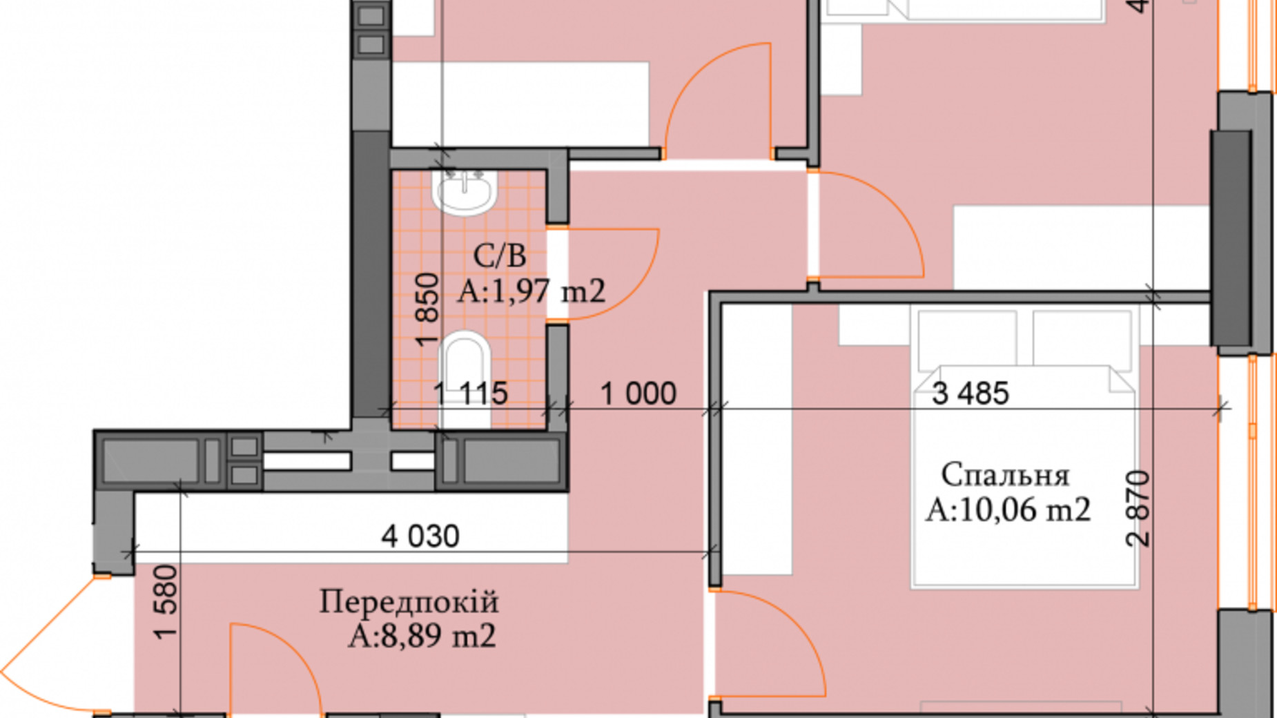 Планировка 3-комнатной квартиры в ЖК River Plaza 60.53 м², фото 329704