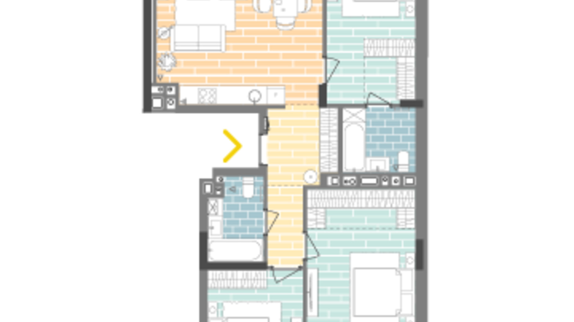 Планування 3-кімнатної квартири в ЖК Unit.Home 105.2 м², фото 330620