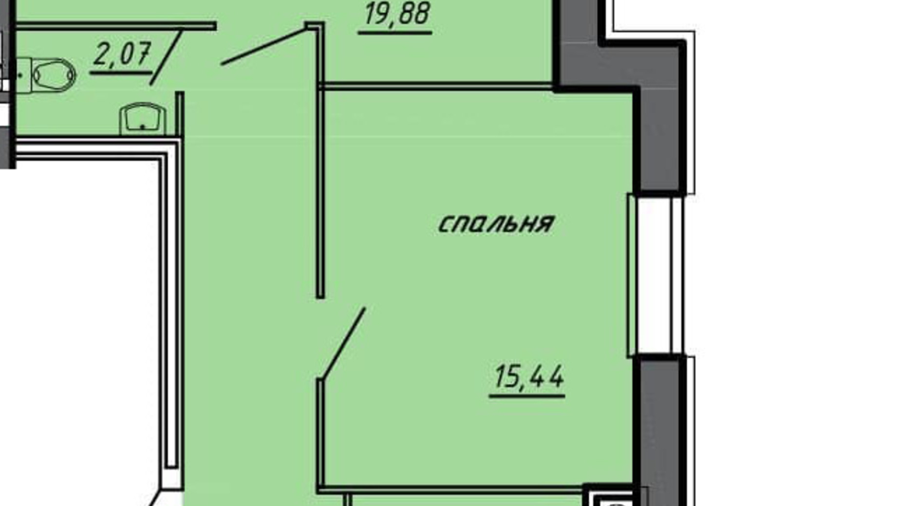 Планировка 2-комнатной квартиры в ЖК Черновецкий 67.34 м², фото 330949