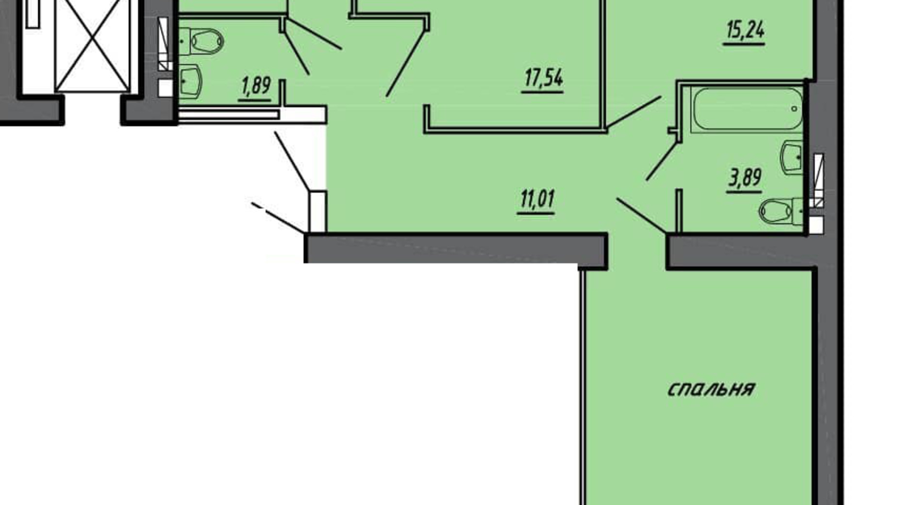 Планировка 3-комнатной квартиры в ЖК Черновецкий 87.38 м², фото 330951