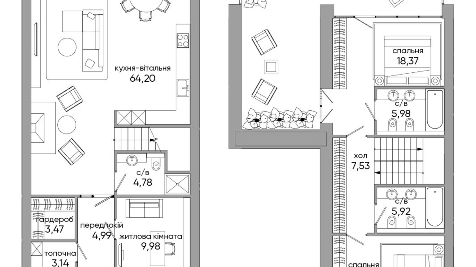 Планировка таунхауса в Таунхаус Park Lake City Terra 156.27 м², фото 331124