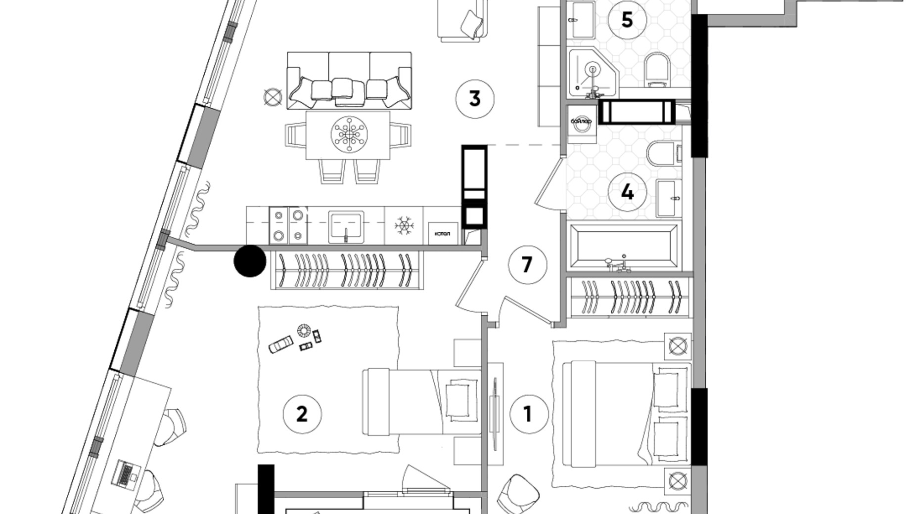 Планировка 1-комнатной квартиры в ЖК Lucky Land 44.62 м², фото 331287