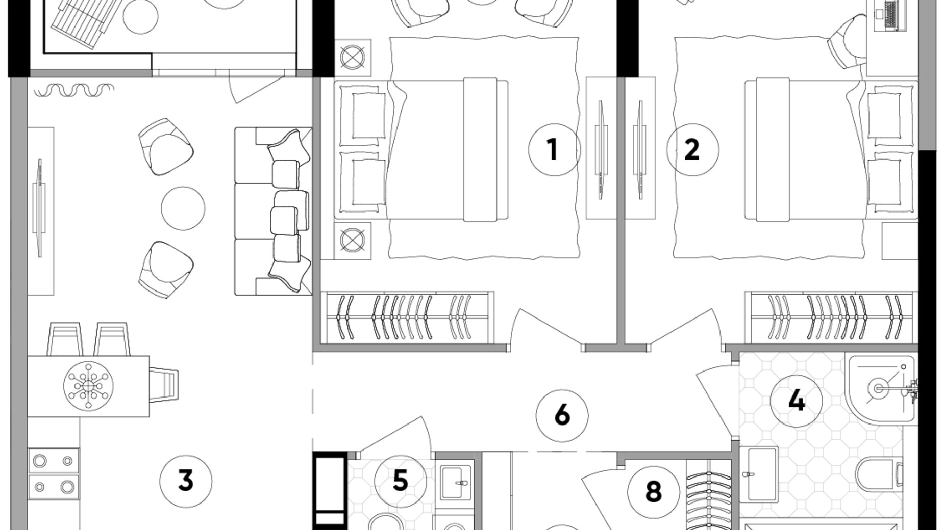 Планировка 2-комнатной квартиры в ЖК Lucky Land 69.24 м², фото 331288