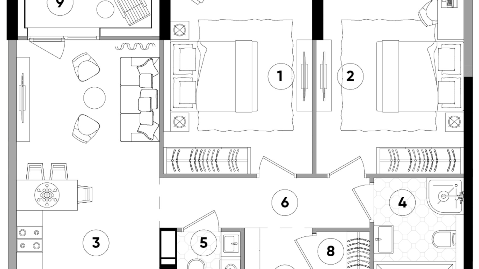 Планування 2-кімнатної квартири в ЖК Lucky Land 73.97 м², фото 331290