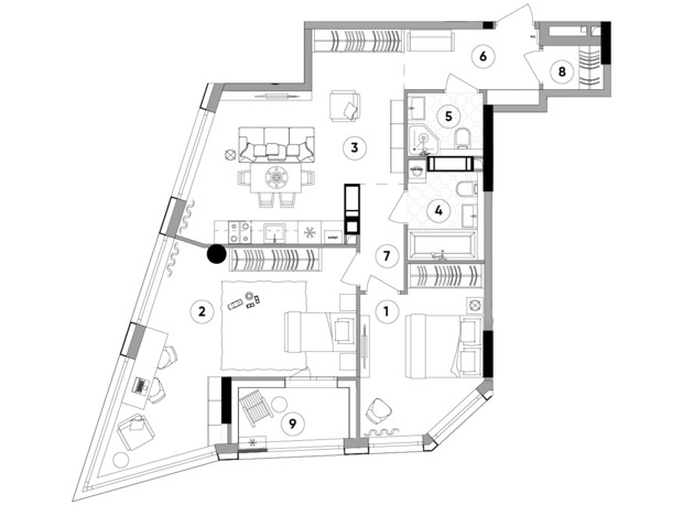 ЖК Lucky Land: планування 2-кімнатної квартири 70.41 м²