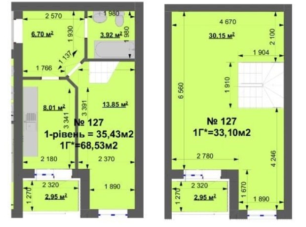 ЖК Grand Comfort: планировка 2-комнатной квартиры 68.53 м²