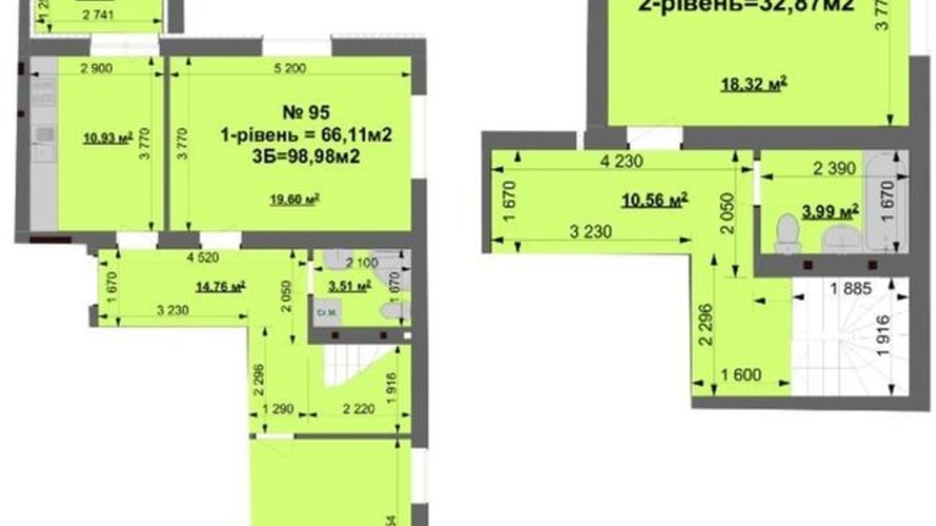 Планування багато­рівневої квартири в ЖК Grand Comfort 98.99 м², фото 331446