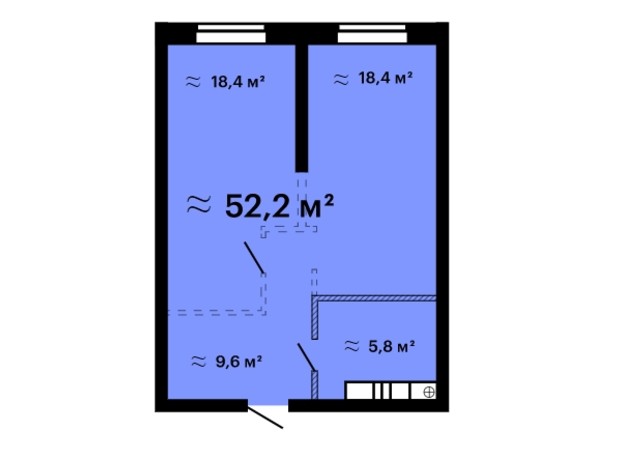 ЖК Mandarin Art: планування 1-кімнатної квартири 52.2 м²