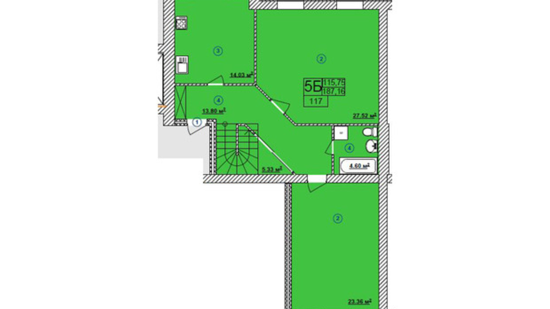 Планировка много­уровневой квартиры в ЖК Turkish City 183.8 м², фото 331743