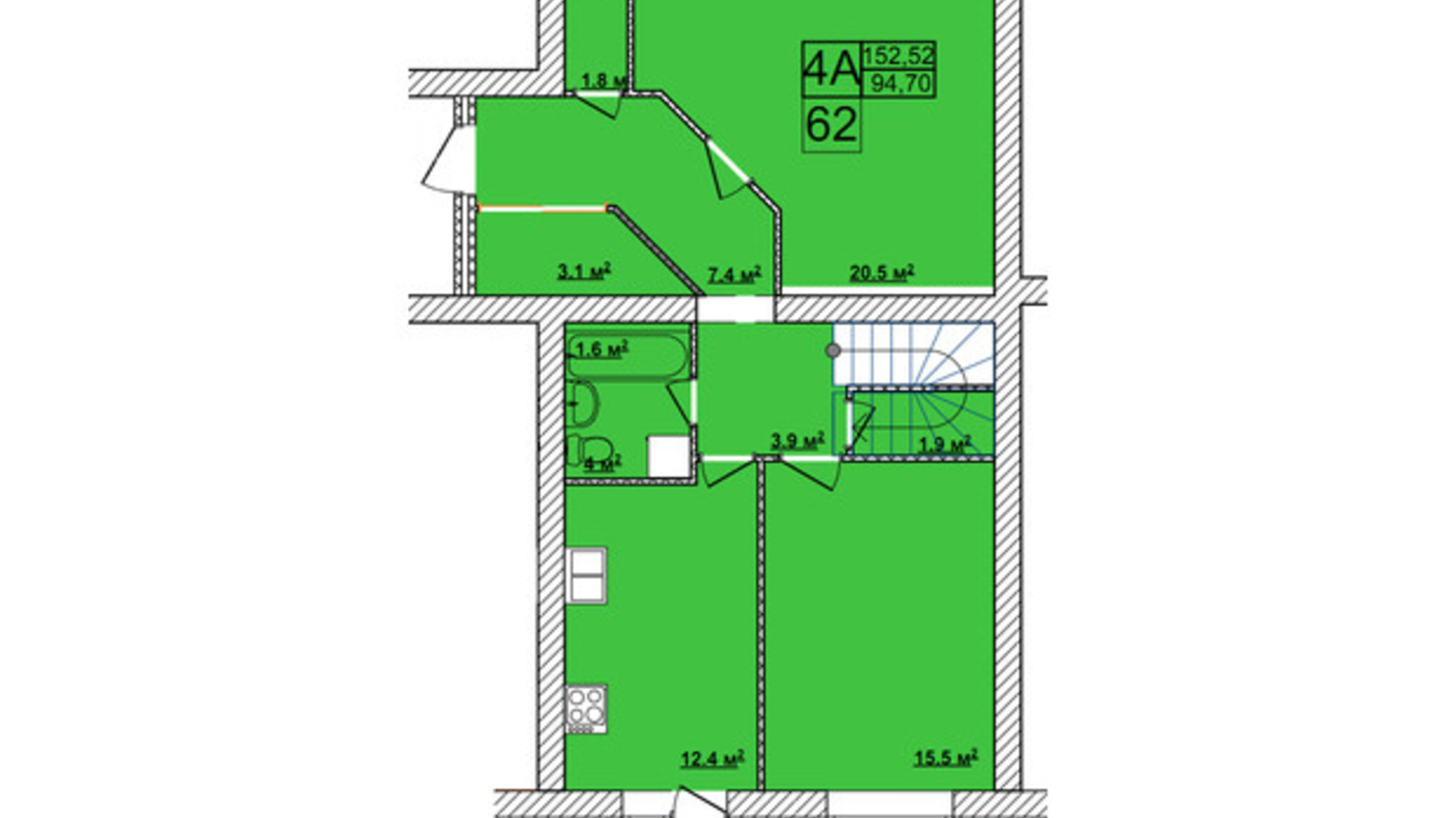 Планировка много­уровневой квартиры в ЖК Turkish City 154.5 м², фото 331764