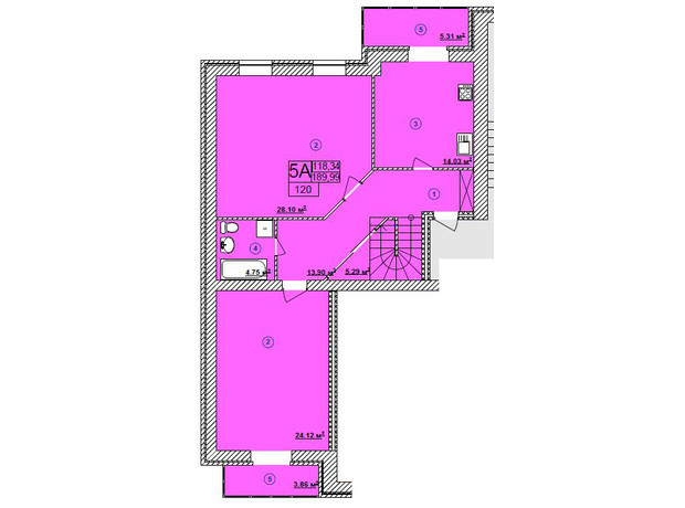 ЖК Turkish City: планування 5-кімнатної квартири 186.7 м²