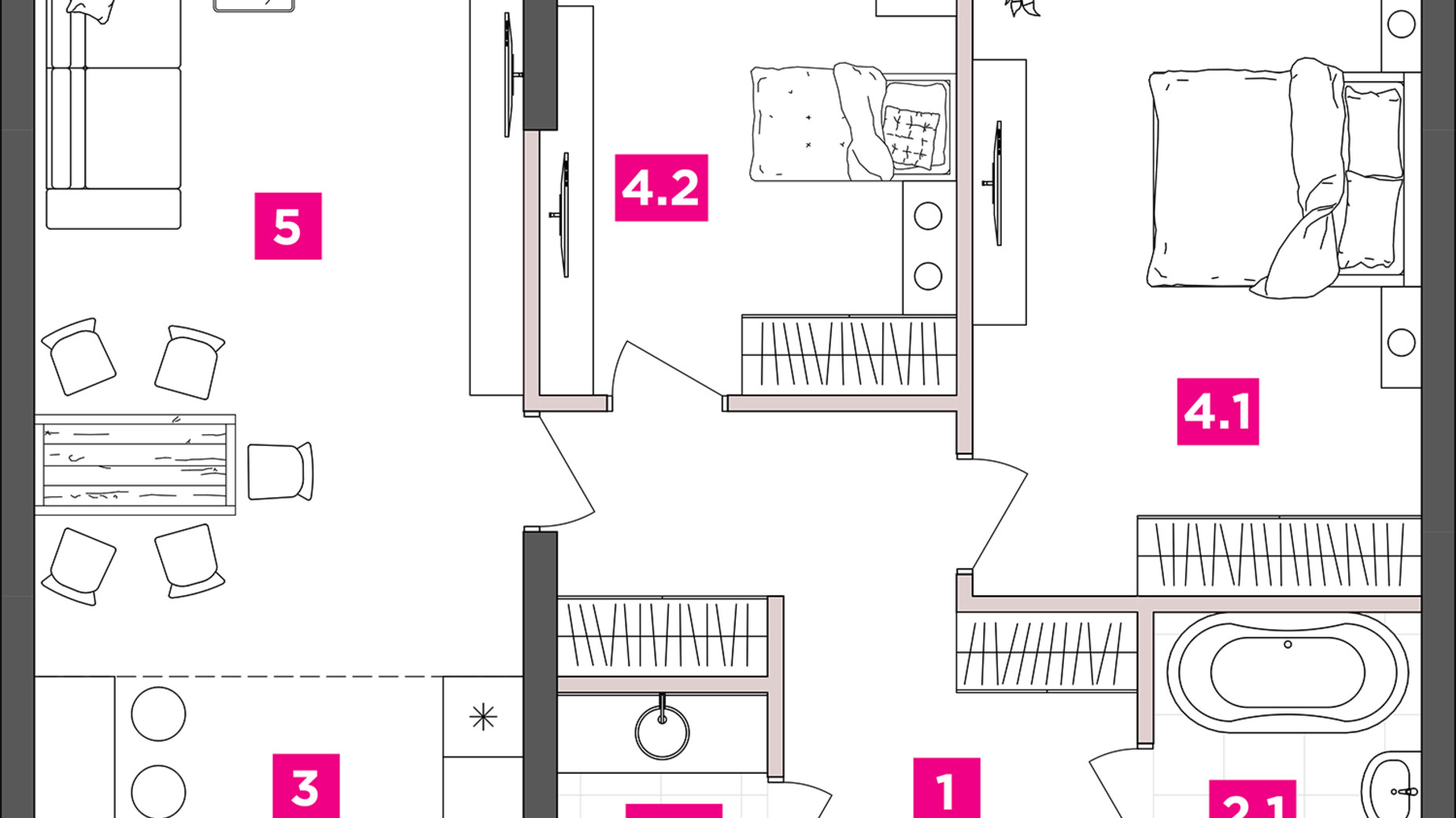 Планування 2-кімнатної квартири в ЖК ANRIL house 85.4 м², фото 331792