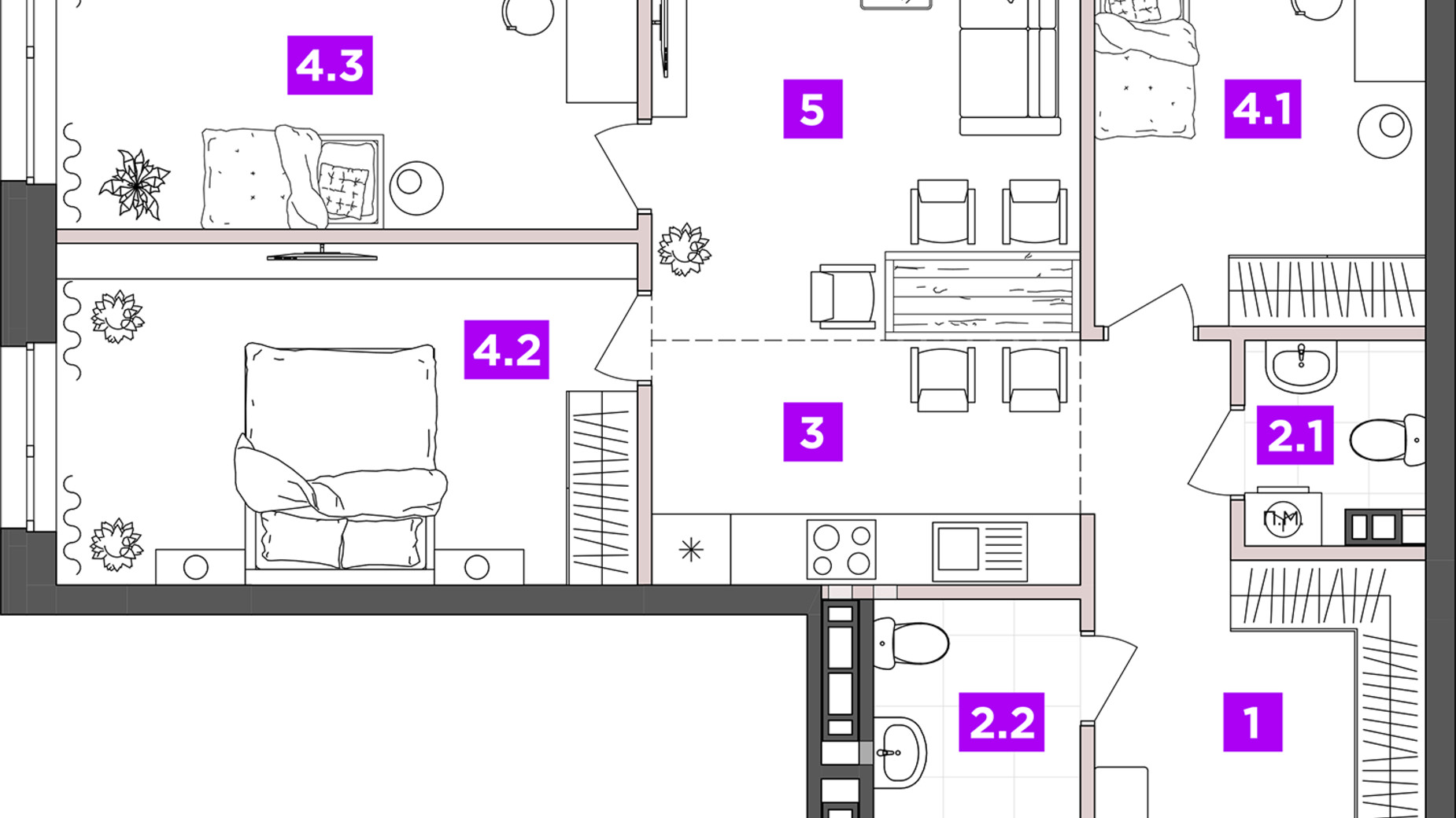 Планування 3-кімнатної квартири в ЖК ANRIL house 78.64 м², фото 331803