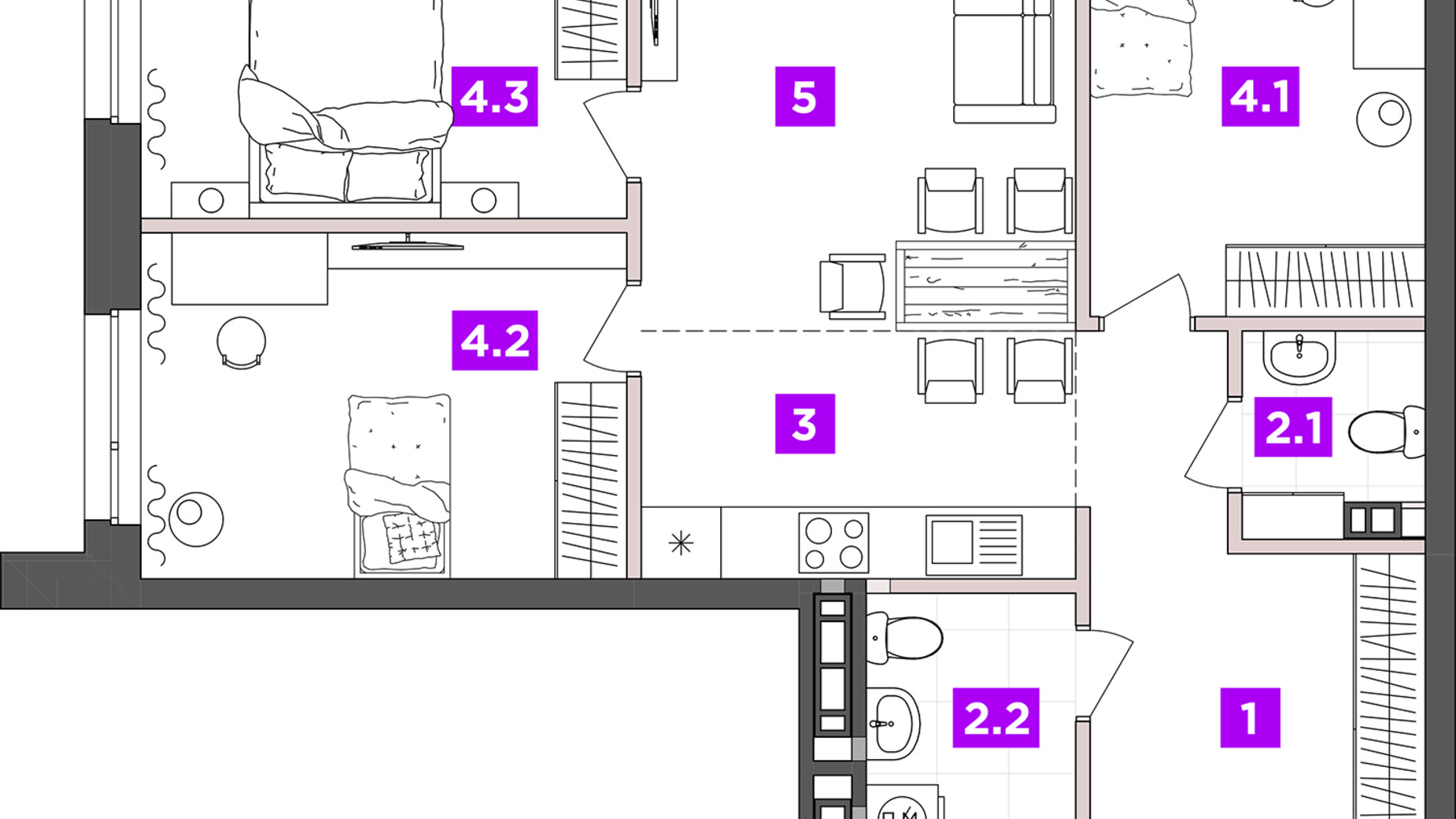 Планування 3-кімнатної квартири в ЖК ANRIL house 72.87 м², фото 331805