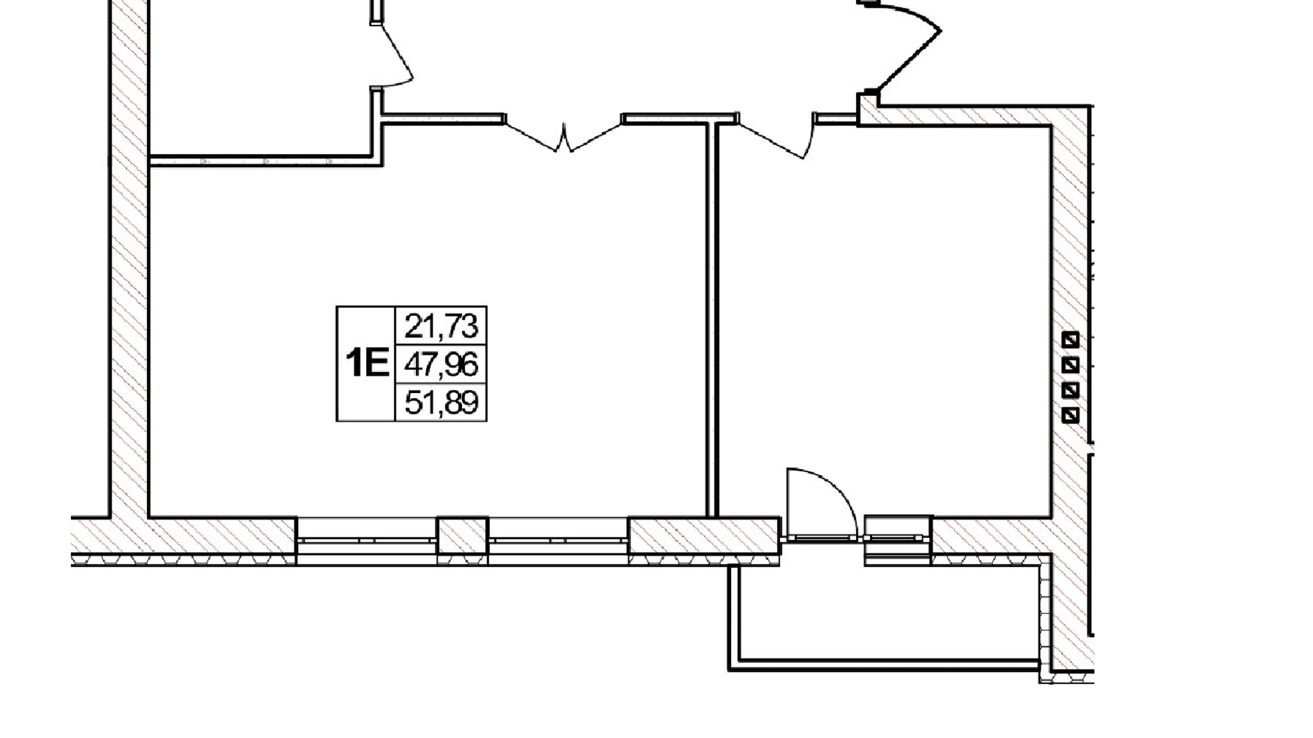 Планування 1-кімнатної квартири в ЖК Озерний 51.89 м², фото 331980