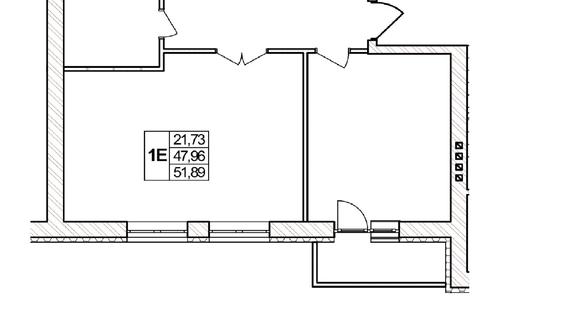 Планировка 1-комнатной квартиры в ЖК Озерний 51.89 м², фото 331980