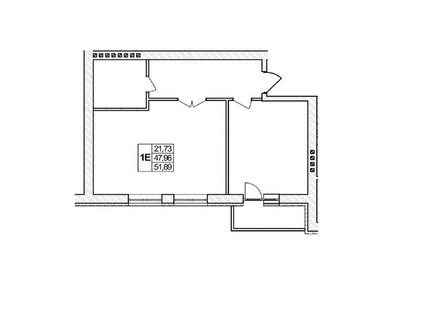 ЖК Озерний: планировка 1-комнатной квартиры 51.89 м²