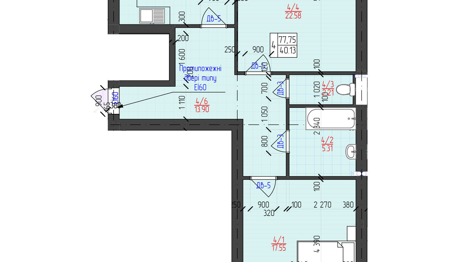 Планировка 2-комнатной квартиры в ЖК Университетский 80 м², фото 332235