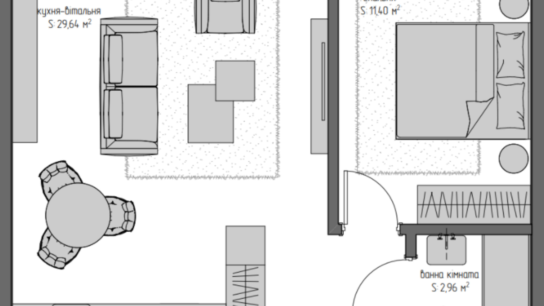 Планировка 1-комнатной квартиры в ЖК Квадрат 44.7 м², фото 332339