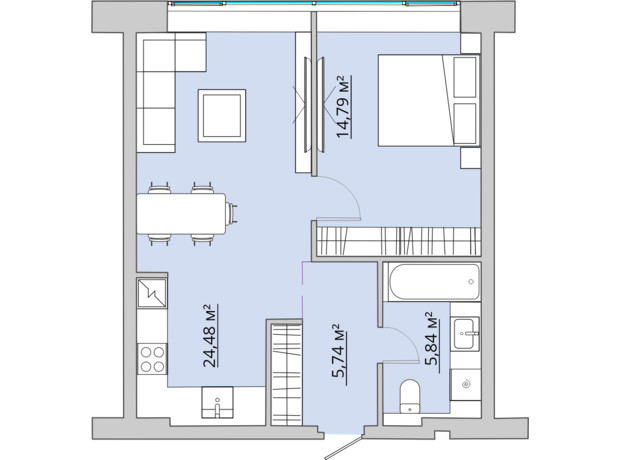 ЖК Bartolomeo Resort Town: планировка 1-комнатной квартиры 50.85 м²