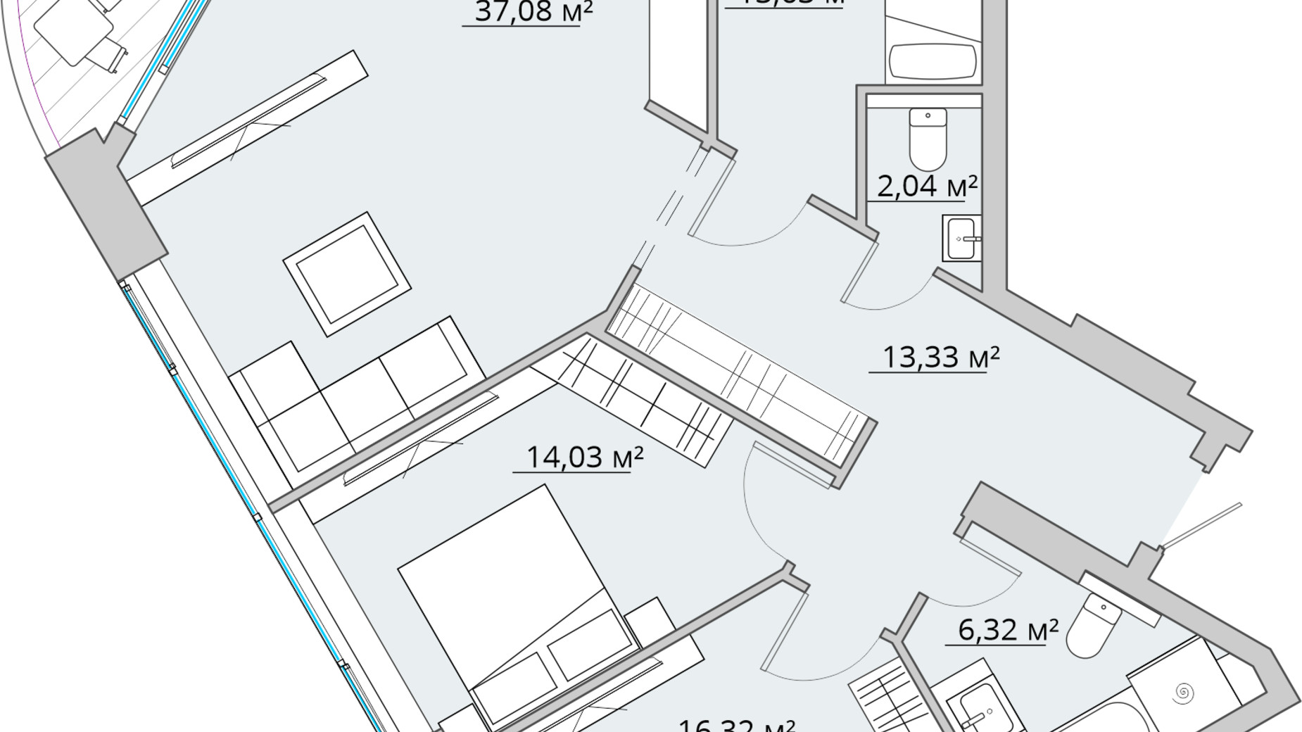 Планировка 3-комнатной квартиры в ЖК Bartolomeo Resort Town 112.36 м², фото 332722