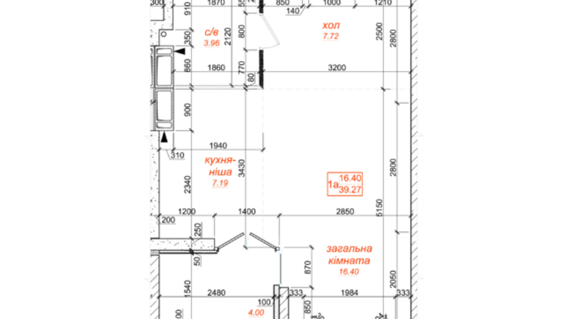 Планировка 1-комнатной квартиры в ЖК Одесский бульвар 39.27 м², фото 332737