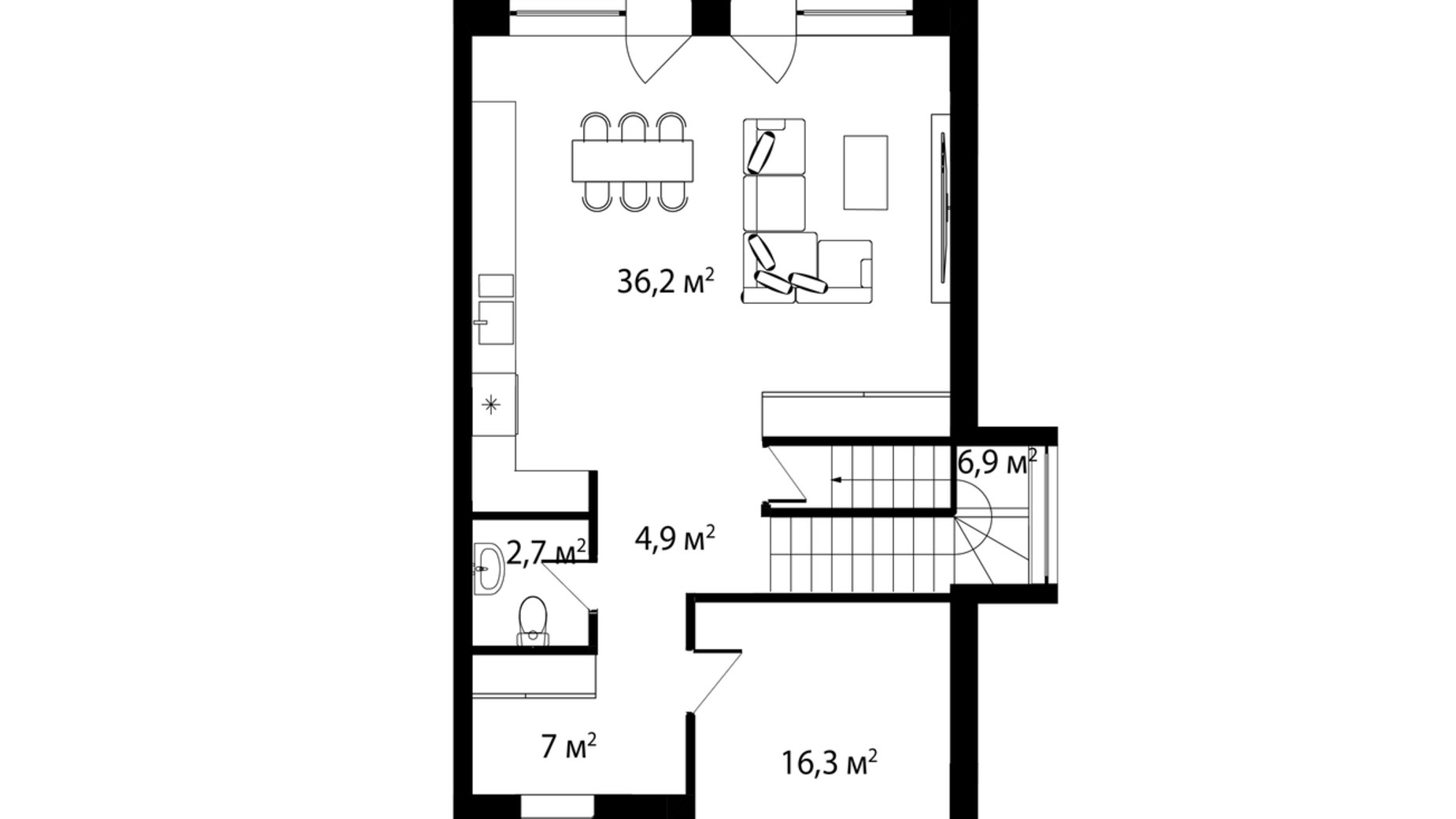 Планировка таунхауса в Таунхаус Вишнёвый 155 м², фото 332794