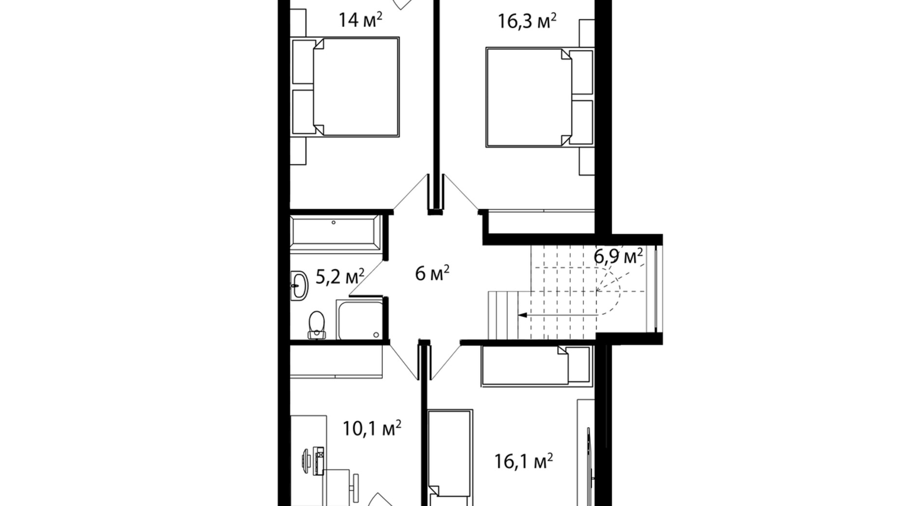 Планування таунхауса в Таунхаус Вишневий 155 м², фото 332795