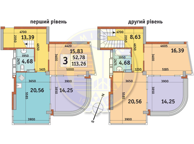 ЖК Урловский-2: планировка 3-комнатной квартиры 113.26 м²