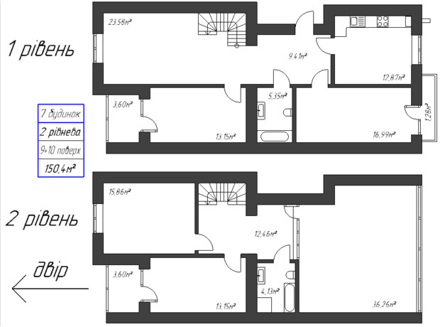 ЖК Millennium: планування 5-кімнатної квартири 150.4 м²