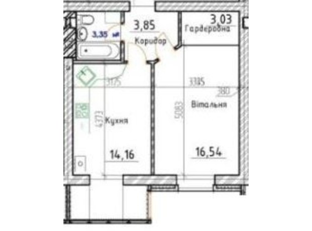 ЖК Уютная Фазенда: планировка 1-комнатной квартиры 40.5 м²