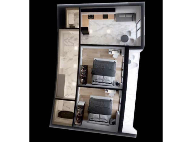 ЖК Crystal: планировка 2-комнатной квартиры 64.32 м²