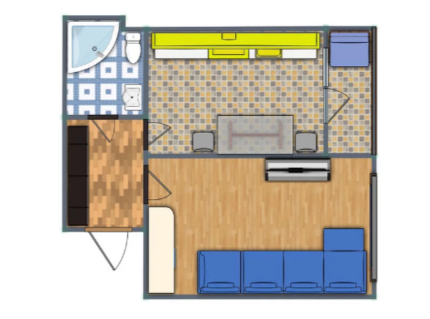 ЖК Заречье: планировка 1-комнатной квартиры 40.7 м²