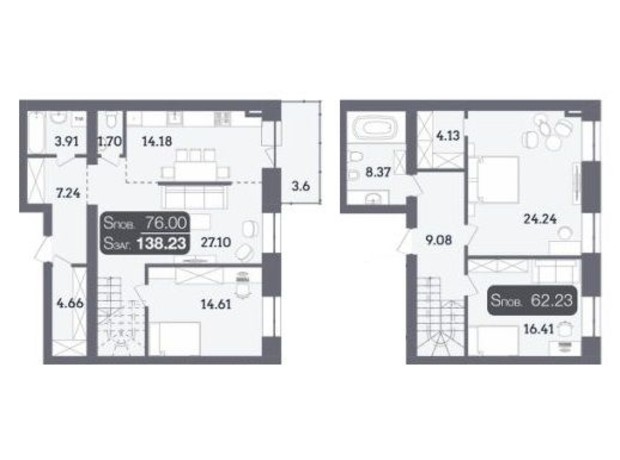 ЖК Стандарт: планировка 4-комнатной квартиры 138.23 м²