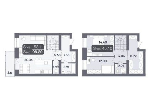 ЖК Стандарт: планировка 3-комнатной квартиры 98.2 м²