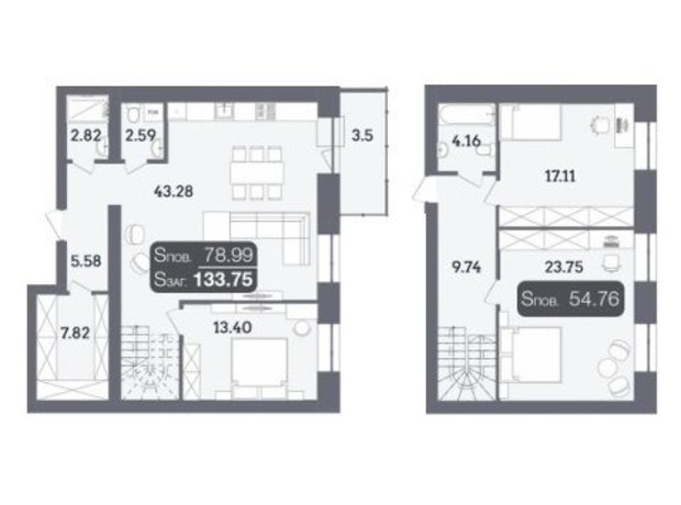 ЖК Стандарт: планування 3-кімнатної квартири 133.75 м²