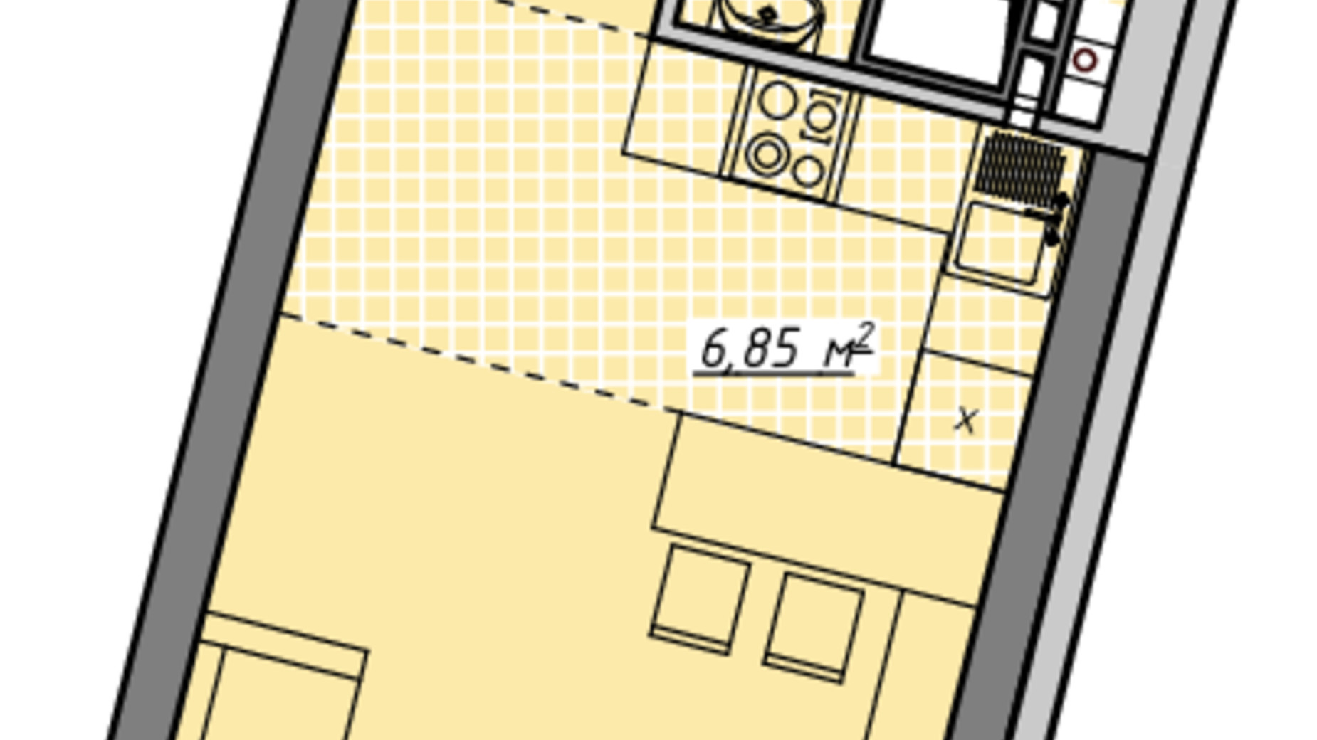 Планировка 1-комнатной квартиры в ЖК Атмосфера 29.89 м², фото 335468