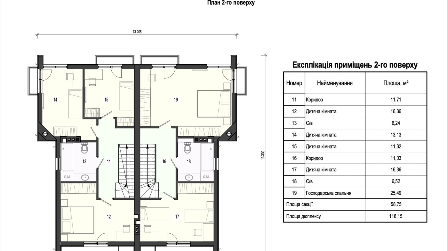 Планування дуплекса в КМ В колі друзів 180 м², фото 335763