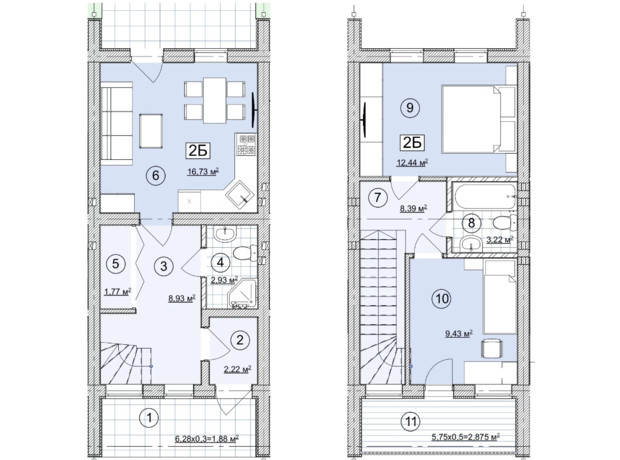 КГ Современные люди: планировка 2-комнатной квартиры 72 м²